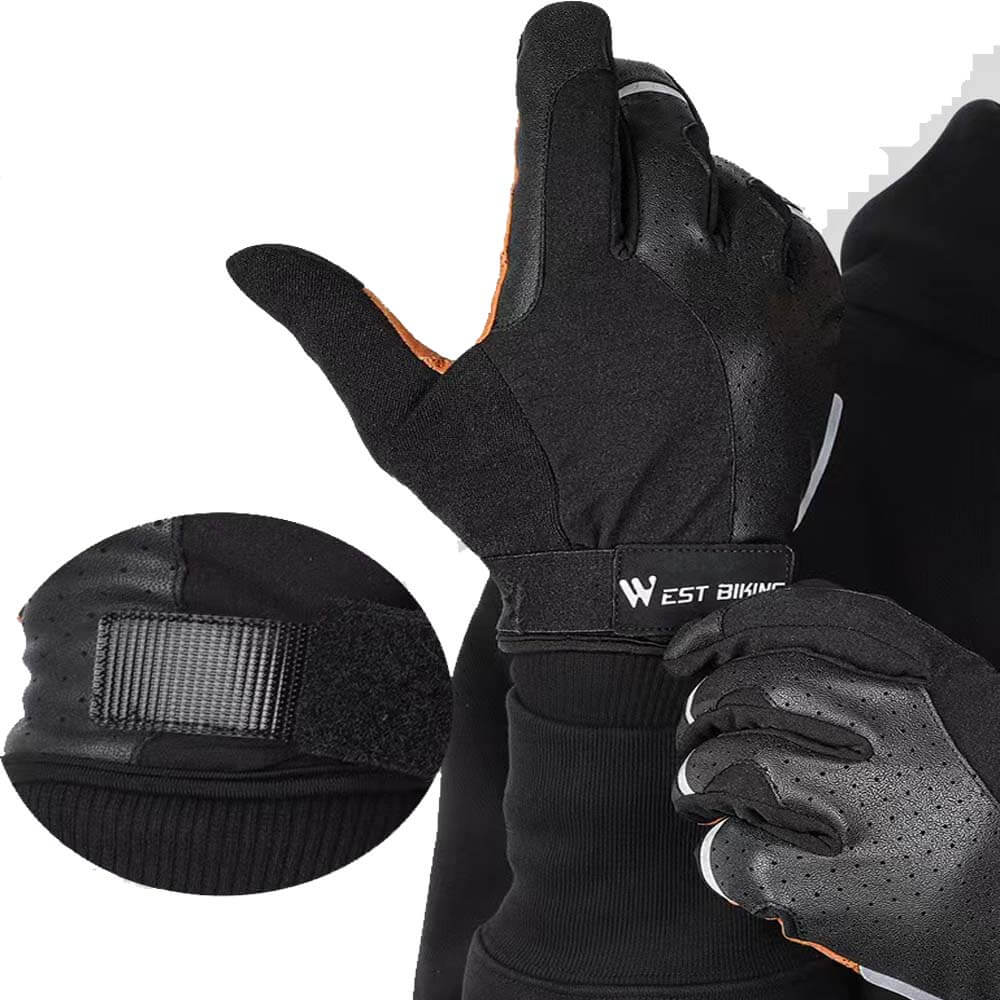 Winter Warm Shock Absorbing Mountain Bike Long Finger Gloves